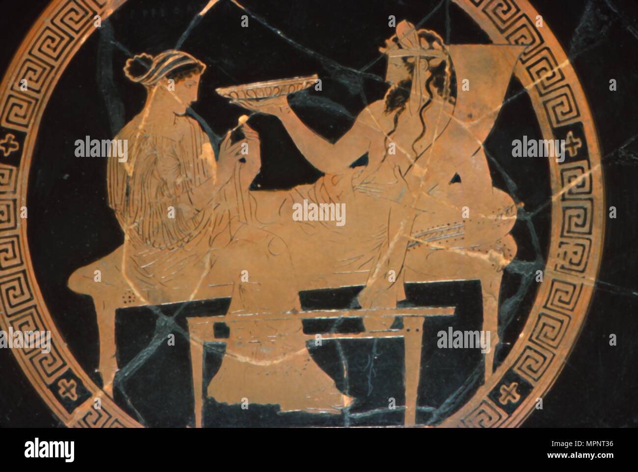 Vase grec Hadès et Perséphone, la peinture dans le Banquet Underwold, c430 BC. Artiste : Peintre Codrus. Banque D'Images