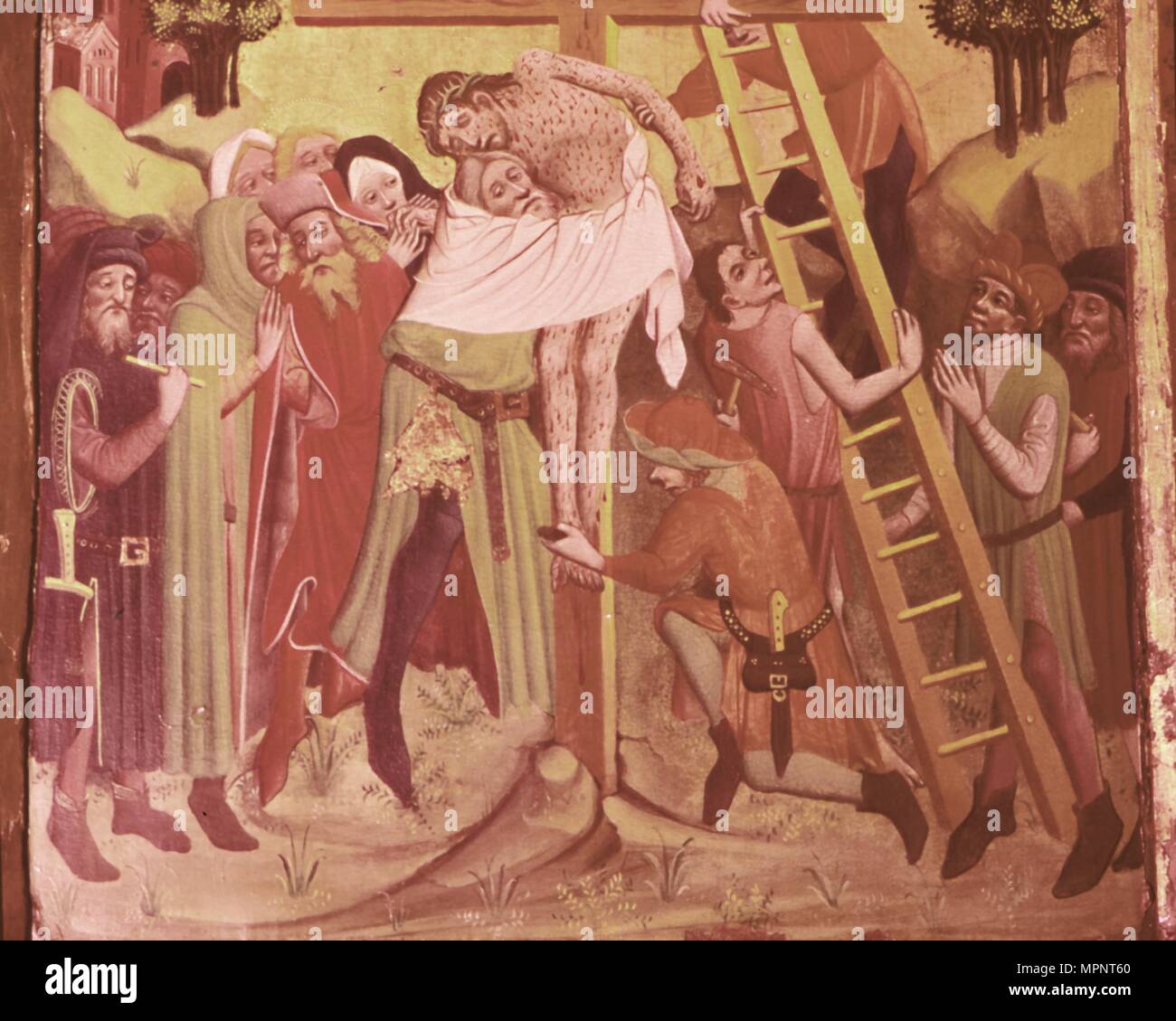 Détail de la Descente de croix. L'École de l'Allemagne du Nord, 1435-1440. Artiste : Inconnu. Banque D'Images