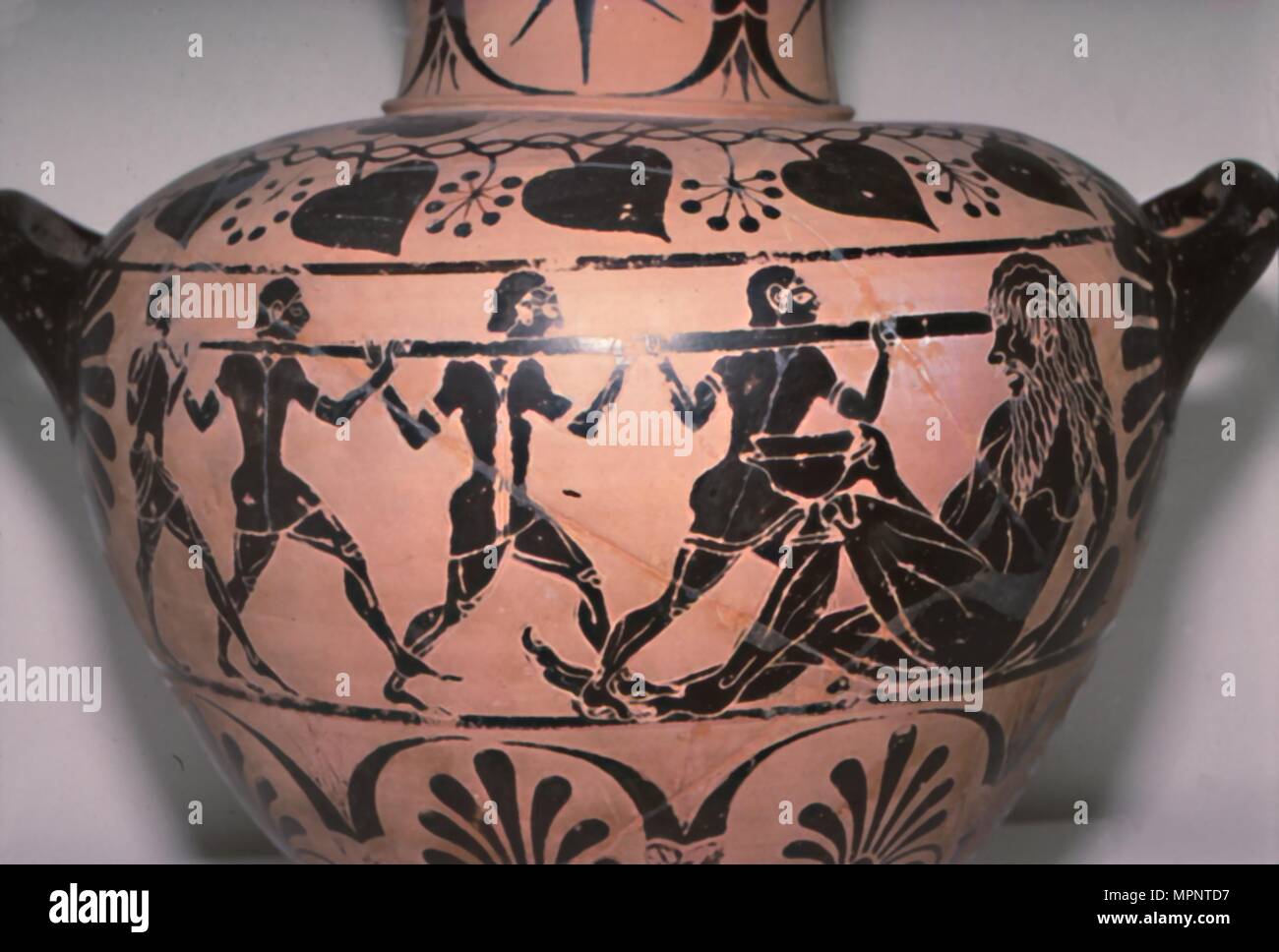 Vase grec, l'aveuglement de Polyphème, la fin de l'époque archaïque, C530BC-C510BC. Banque D'Images