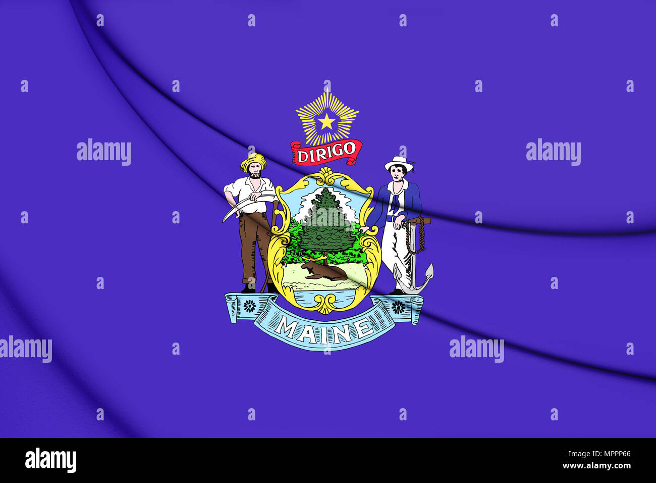 Pavillon 3D du Maine, USA. 3D Illustration. Banque D'Images