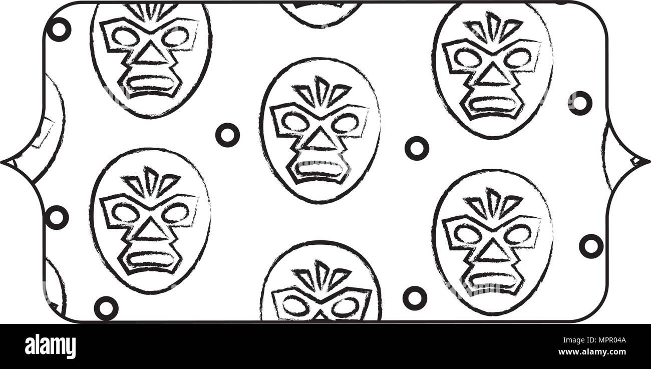 Bannière avec un masque de catcheur sur fond blanc, vector illustration Illustration de Vecteur