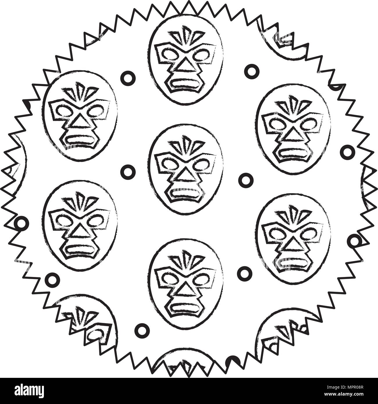 Seal stamp avec masque de catcheur sur fond blanc, vector illustration Illustration de Vecteur