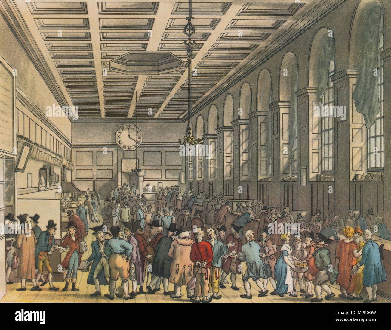 Intérieur de Custom House, Londres, 1808. Artistes : Augustus Charles Pugin, Thomas ROWLANDSON. Banque D'Images Intérieur de Custom House, Londres, 1808. Artistes : Augustus Charles Pugin, Thomas ROWLANDSON. Banque D'Images