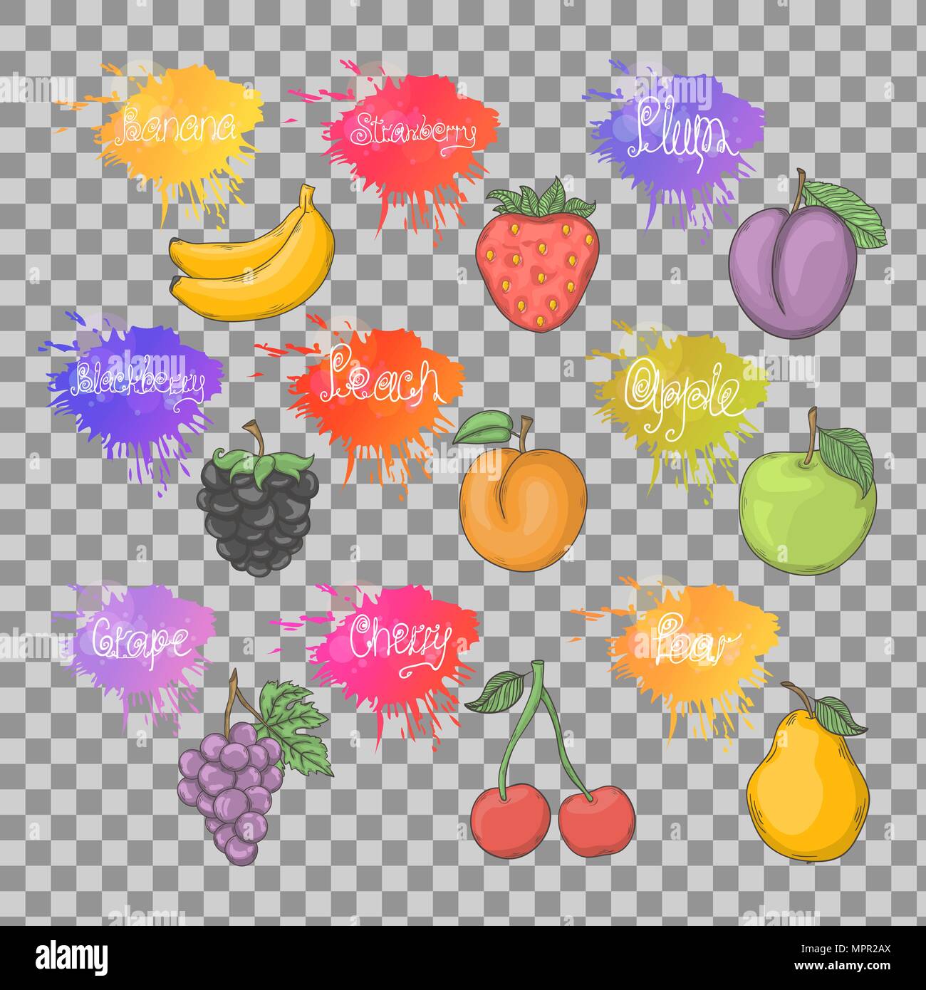Ensemble sain Fruits illustration isolé Illustration de Vecteur