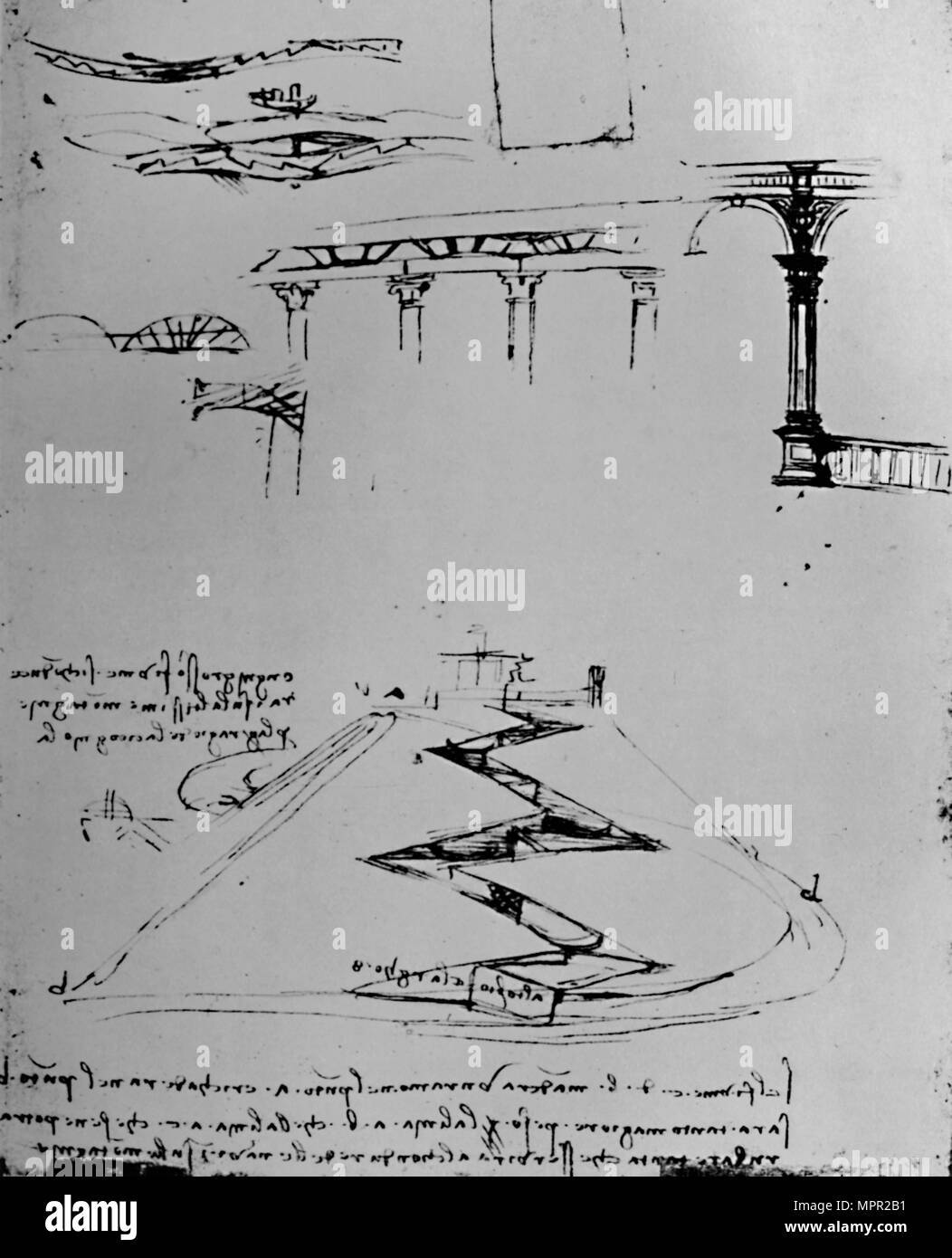 Canal de plan ascendant Hill au moyen d'écluses', 1928. Artiste : Leonardo da Vinci. Banque D'Images