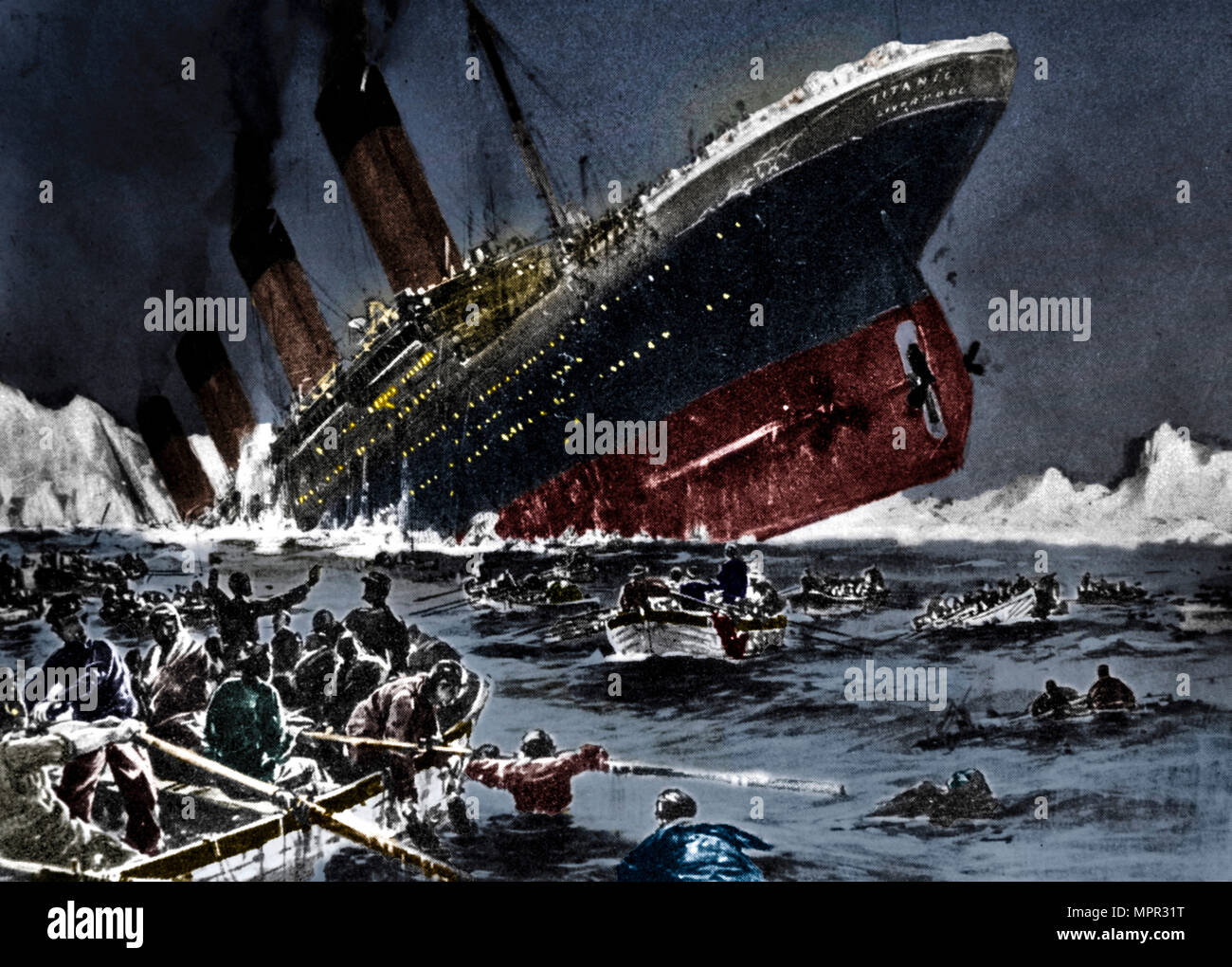 Le naufrage du SS Titanic, 14 avril 1912. Artiste : Inconnu. Banque D'Images