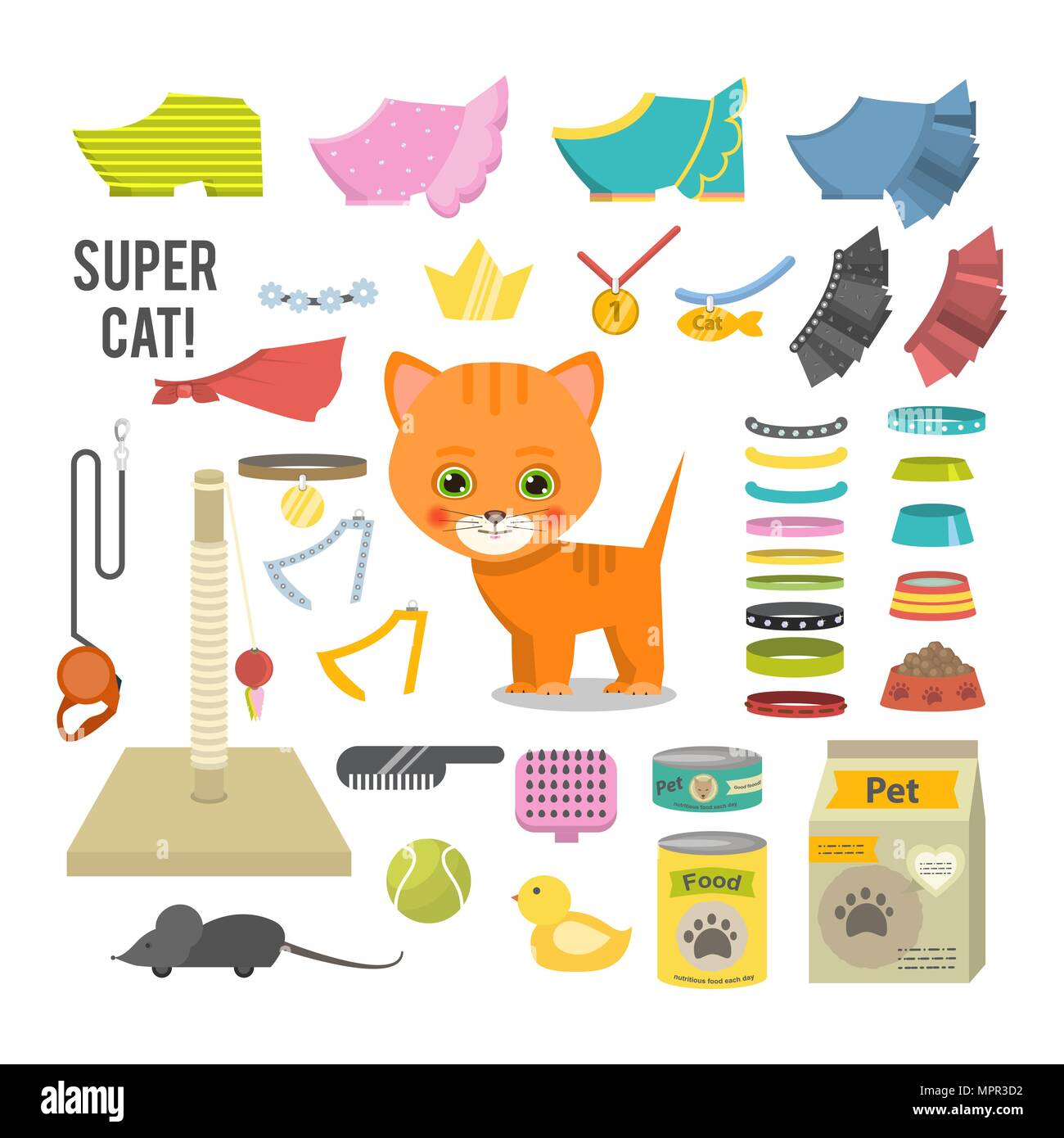 Cat et accessoires illustration. Illustration de Vecteur