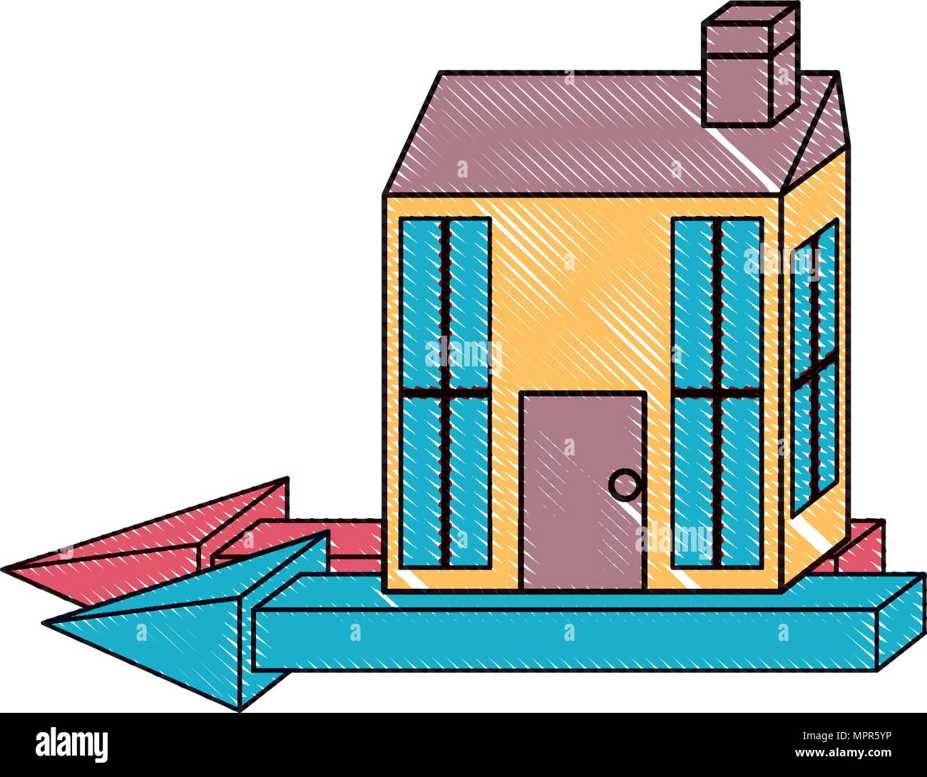 Flèches et chambre icône sur fond blanc, design coloré. vector illustration Illustration de Vecteur