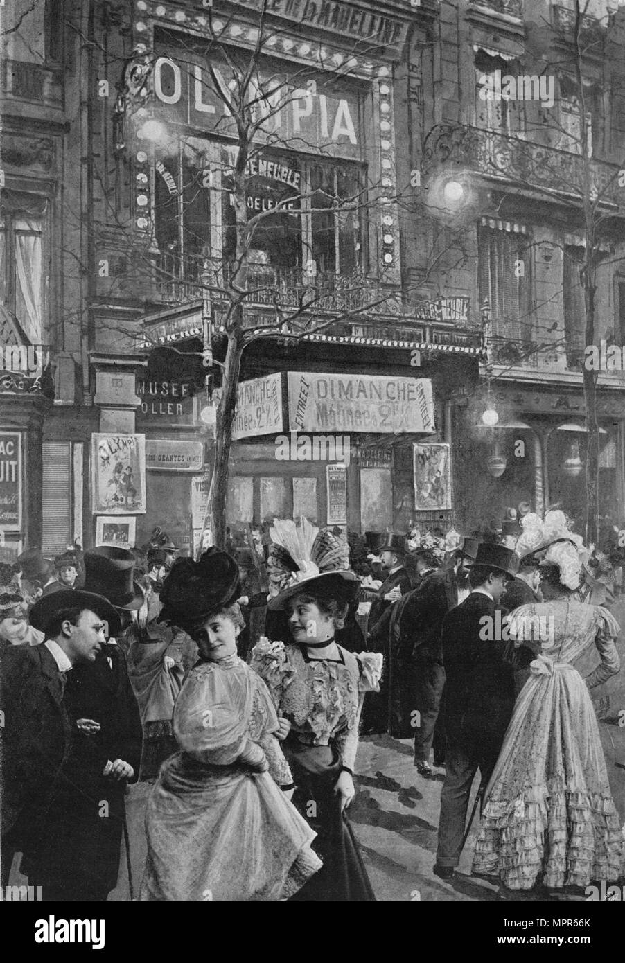 'Sur le Boulevard - La sortie de l'OLYMPIA', 1900. Artiste : Inconnu. Banque D'Images