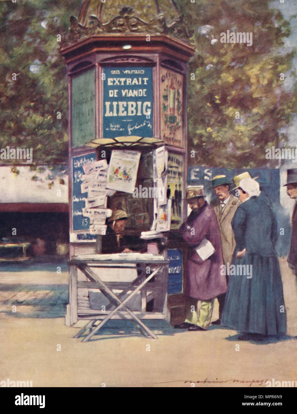 "Un Kiosque, Paris", 1903. L'artiste : Mortimer Menpes. Banque D'Images