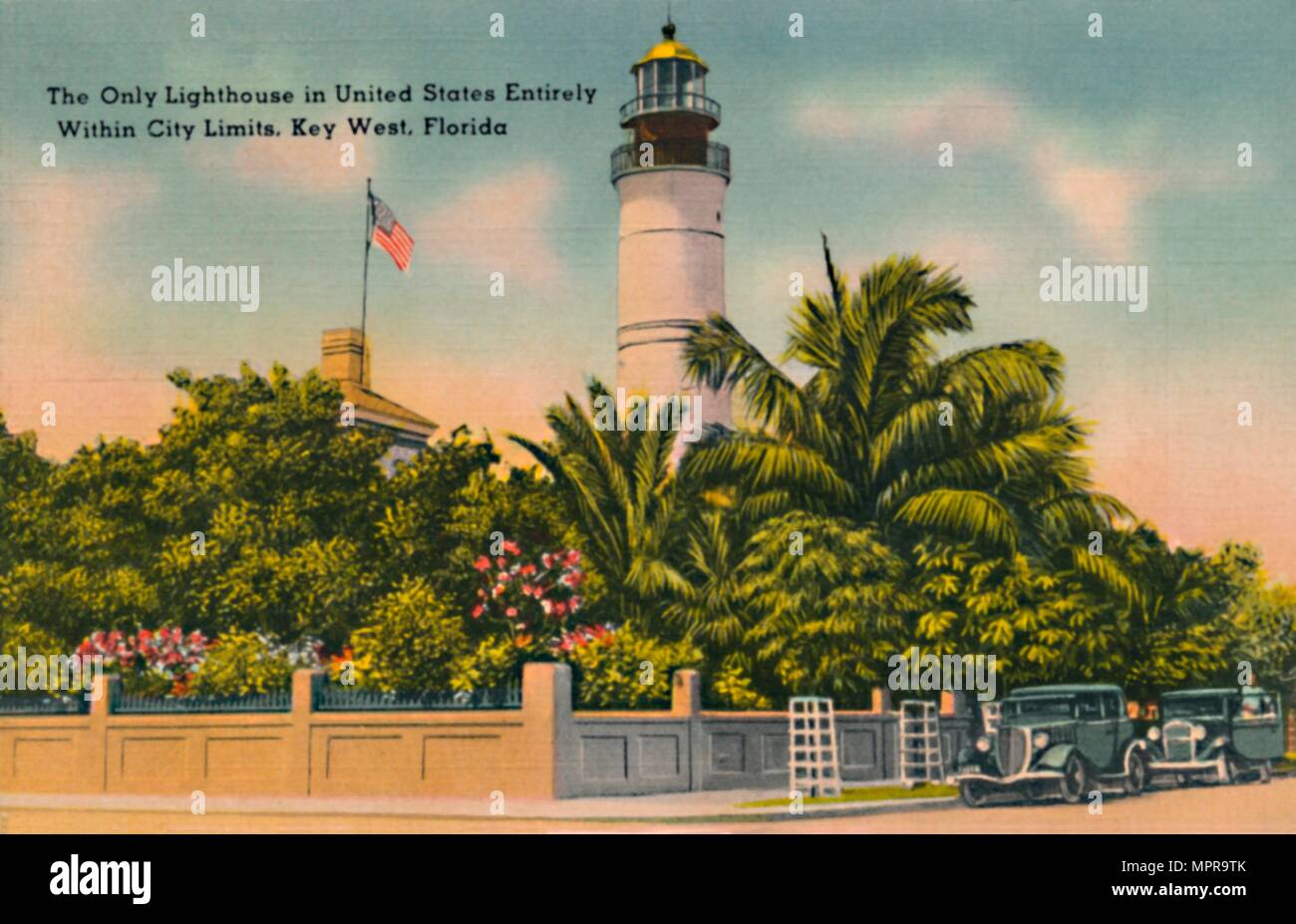 'Le seul phare dans United States entièrement dans les limites de la ville, Key West, Floride', c1940s. Artiste : Inconnu. Banque D'Images