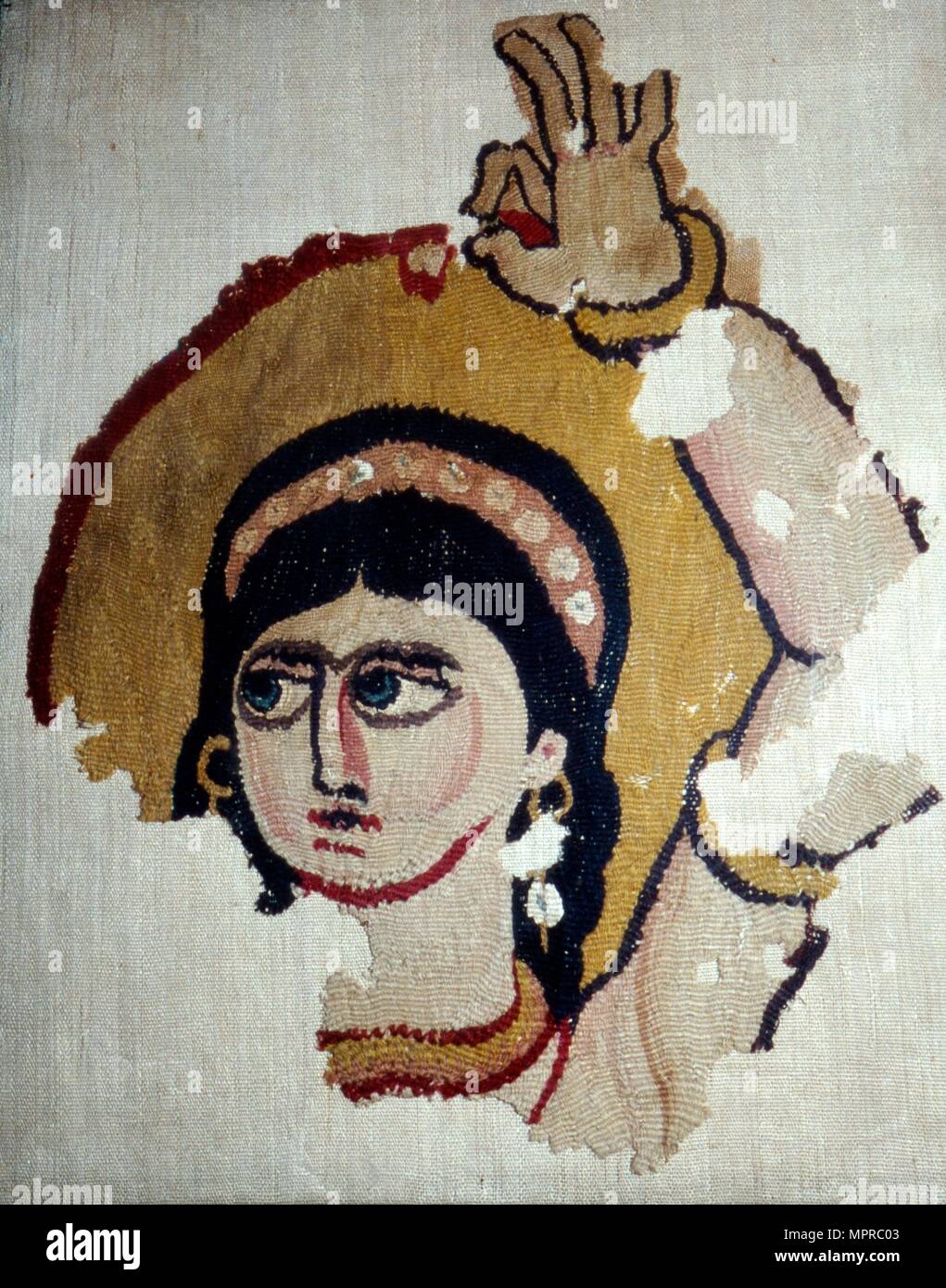 Textiles coptes, femme tête Portrait, l'Égypte, 6e-7e siècle. Artiste : Inconnu. Banque D'Images