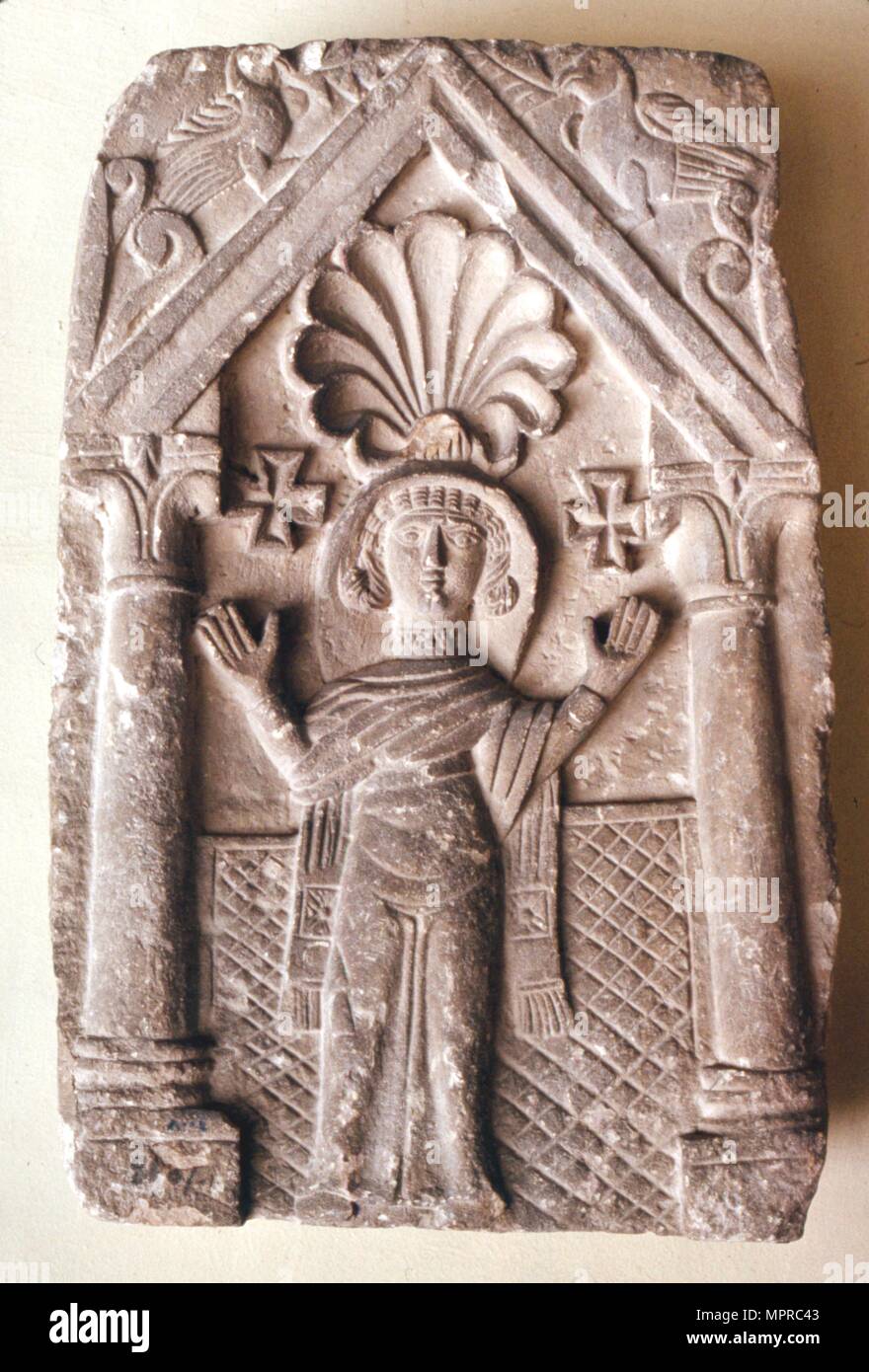 Début de la dalle funéraire copte, 3ème-4ème siècle. Artiste : Inconnu. Banque D'Images