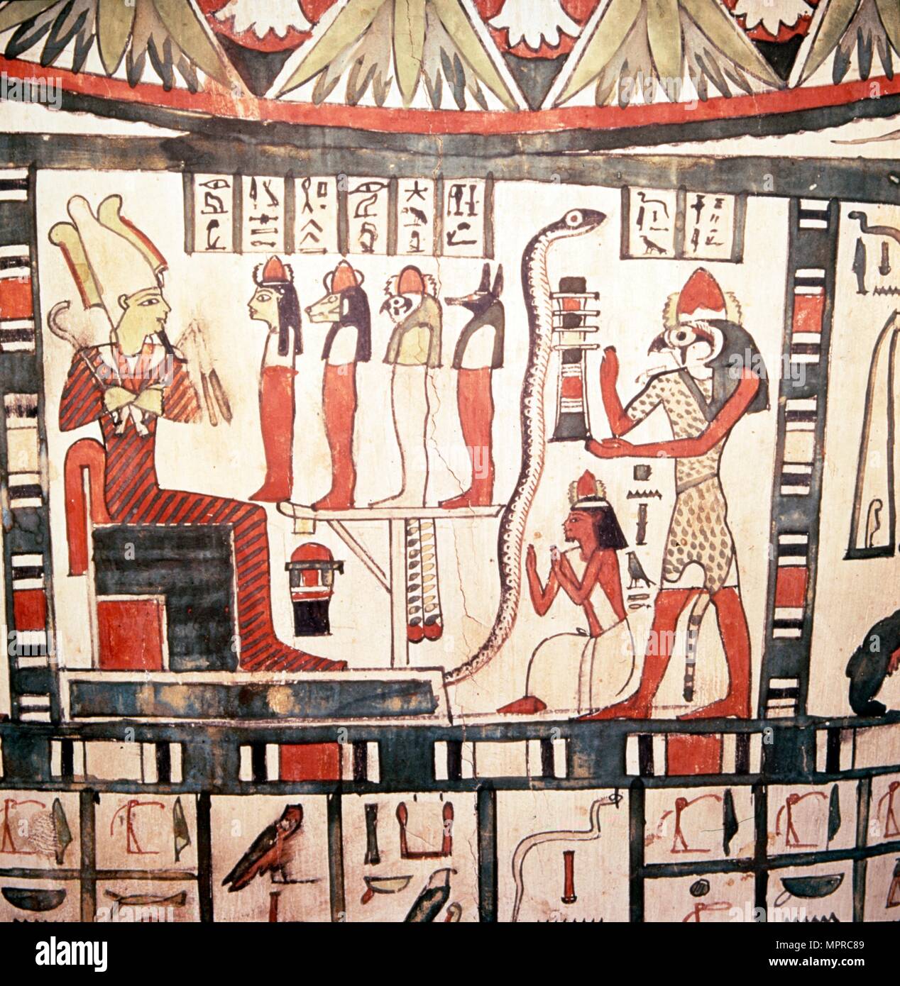 Horus présente le défunt à Osiris, Mummy-Case Pensenhor, de Thèbes, c900 BC. Artiste : Inconnu. Banque D'Images