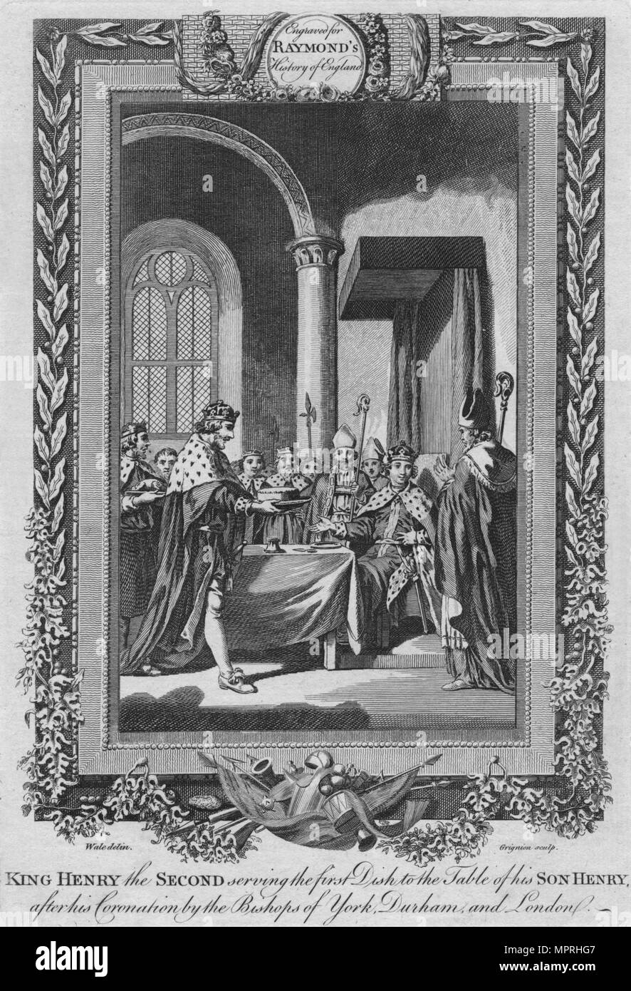 'King Henry le deuxième service, le premier plat à la table de son fils', c1787. Artiste : Inconnu. Banque D'Images