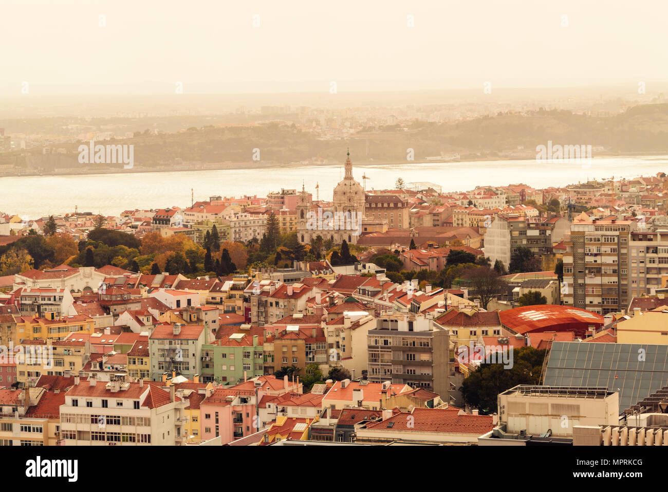 Portugal, Lisbonne, vue de la ville d'en haut Banque D'Images