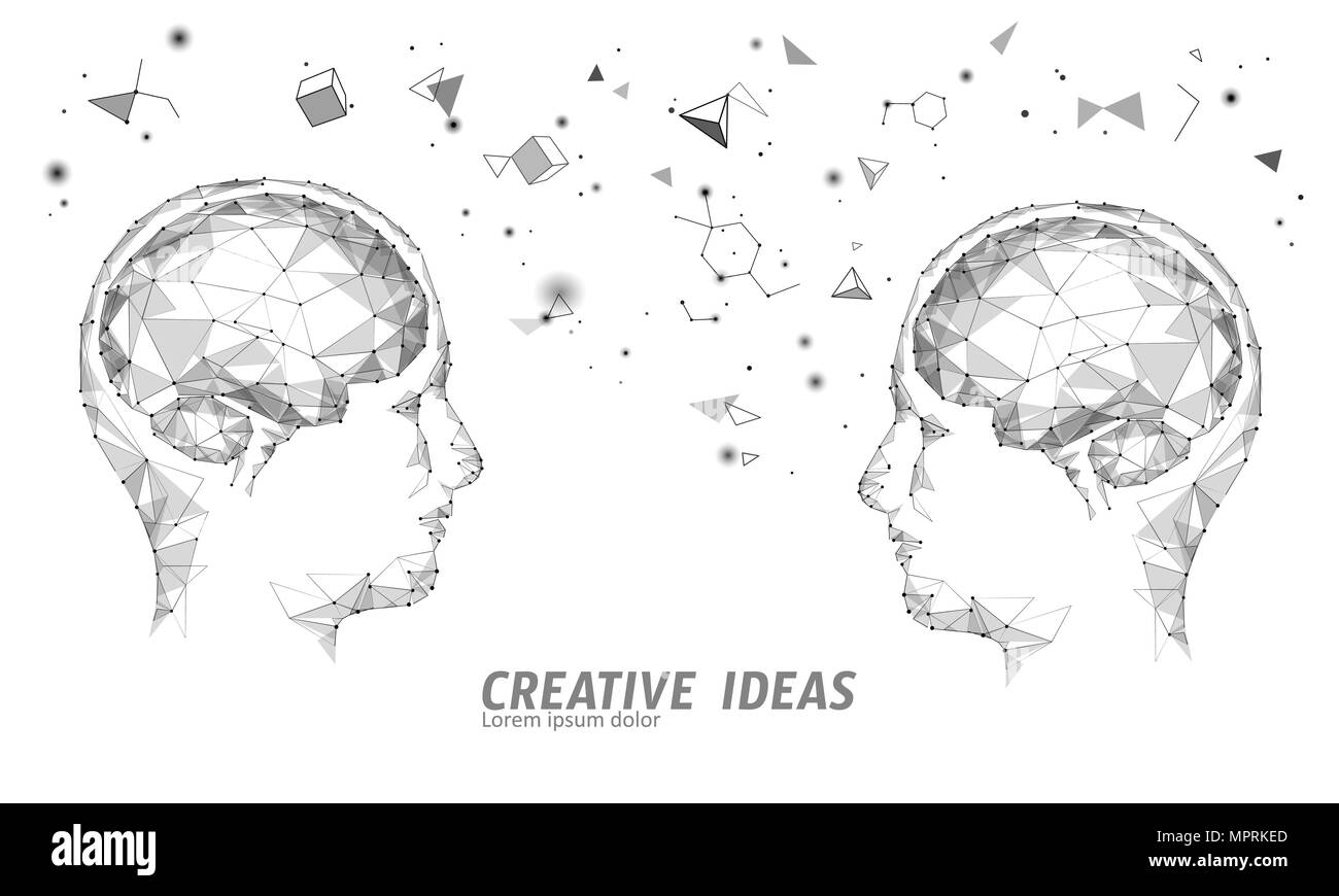 Cerveau humain IQ smart business concept. E-learning. braingpower supplément de médicaments nootropique Un remue-méninges, le travail du projet d'illustration vectorielle polygonale poly bas Illustration de Vecteur