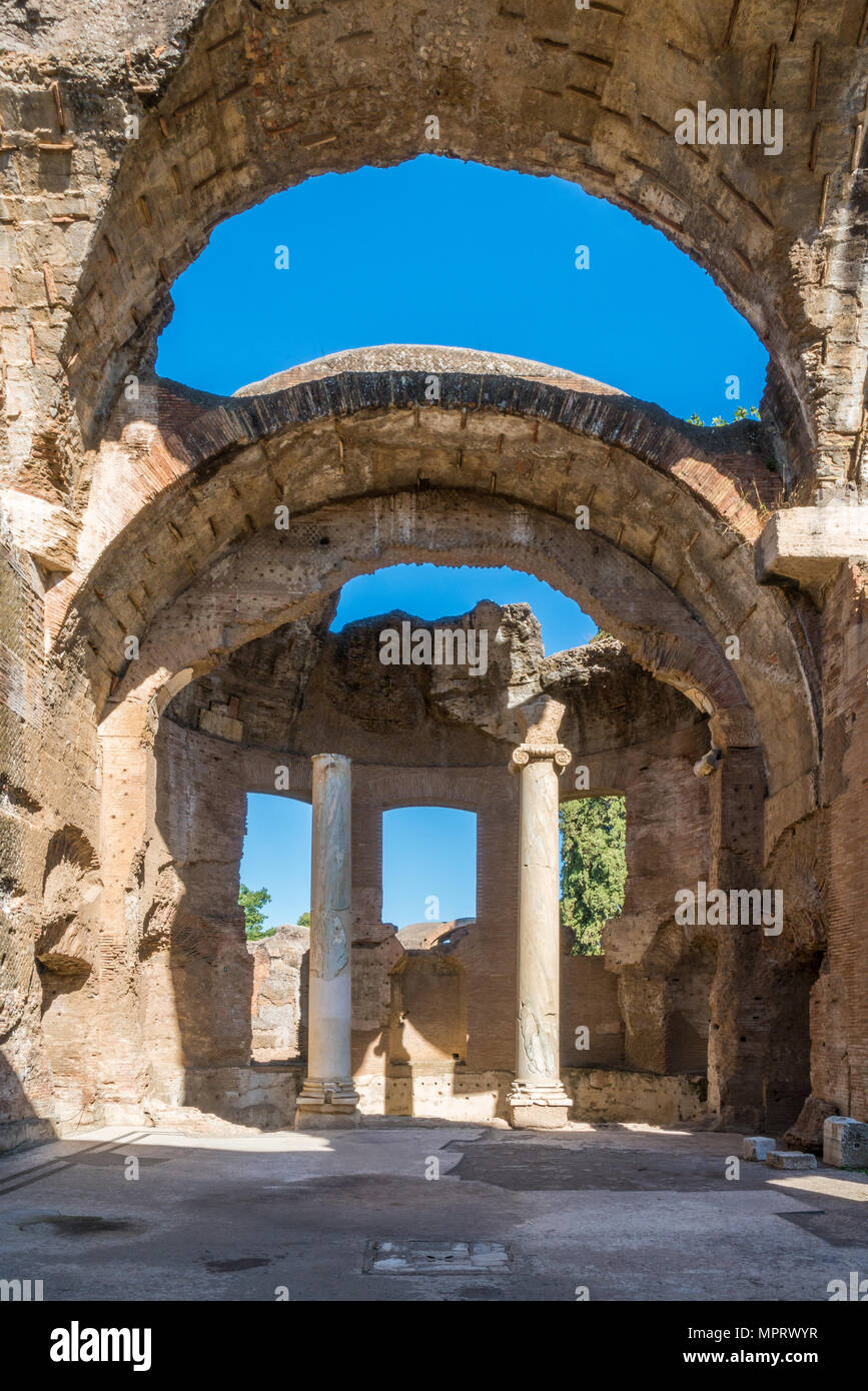 La Villa d'Hadrien, grand complexe archéologique romain à Tivoli, province de Rome, Latium, Italie centrale. Banque D'Images