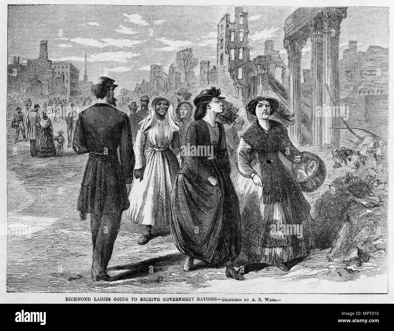 Richmond Mesdames recevront des rations, 1865. Banque D'Images