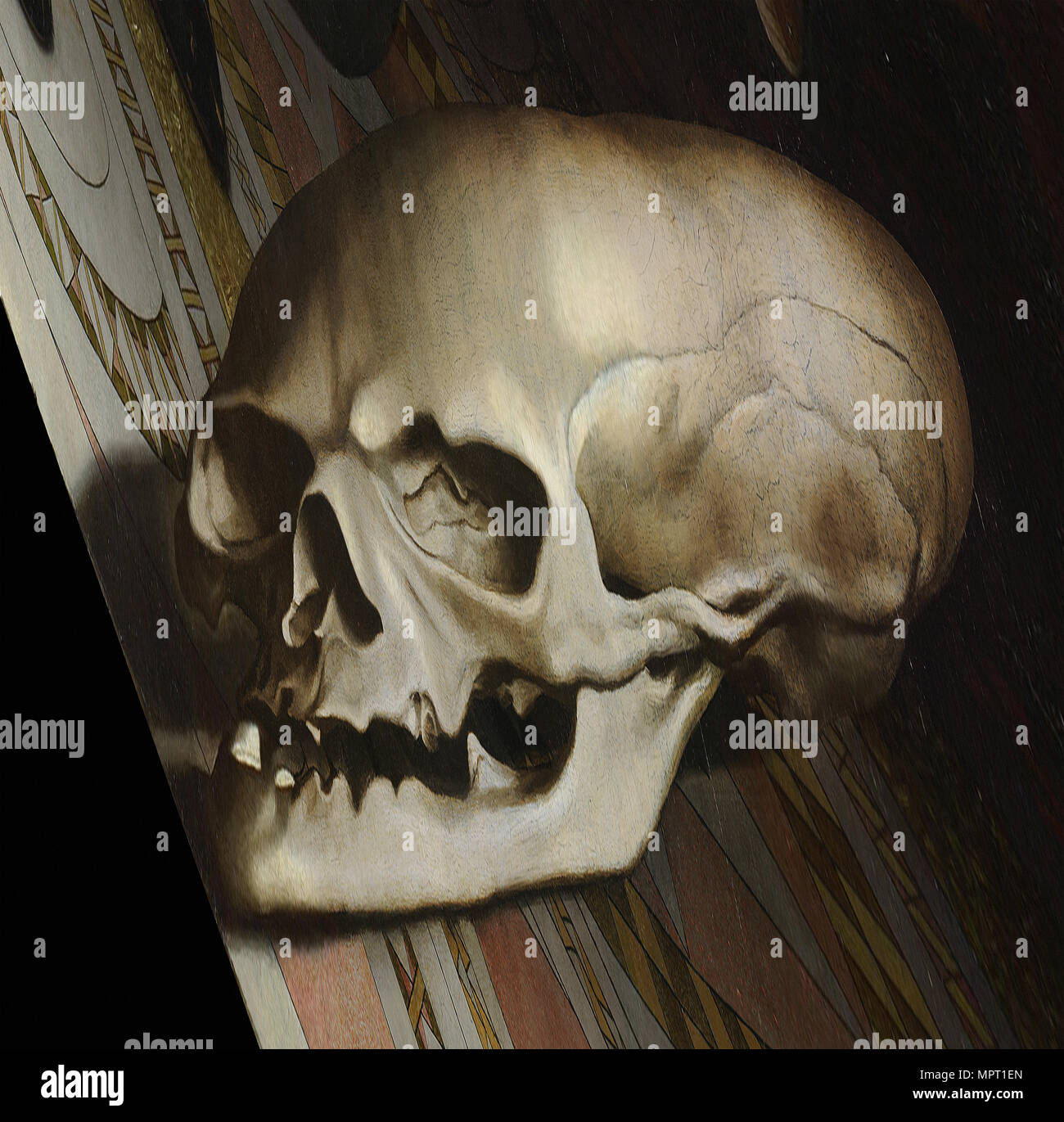 Le crâne anamorphosé. Les Ambassadeurs (détail), 1533. Banque D'Images