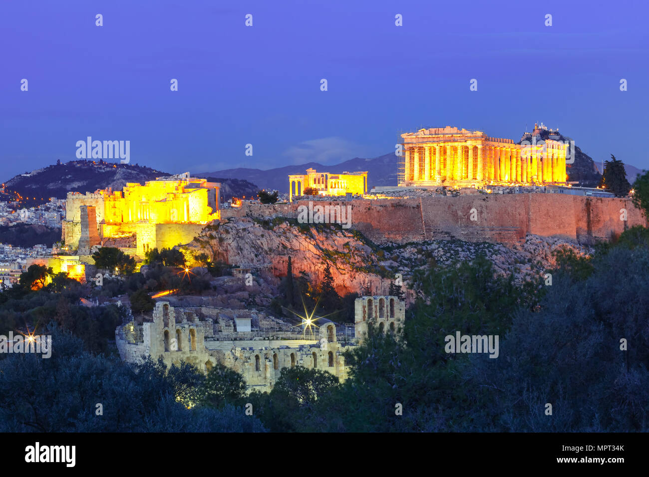 La colline de l'Acropole et le Parthénon à Athènes, Grèce Banque D'Images