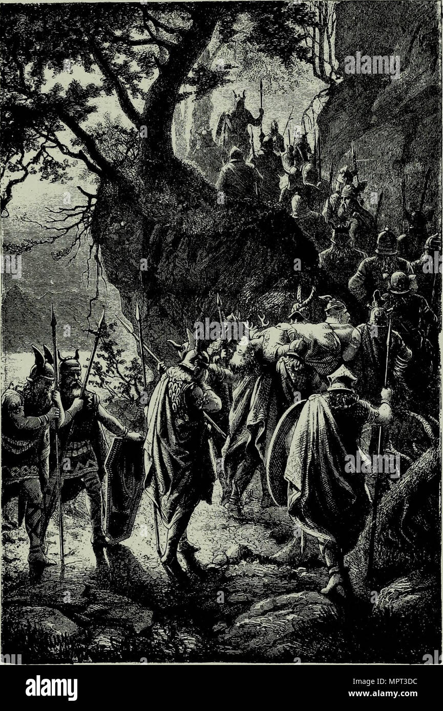Le Crépuscule des Dieux au Festival de Bayreuth en 1876. Troisième acte. Funérailles de Siegfrie Banque D'Images