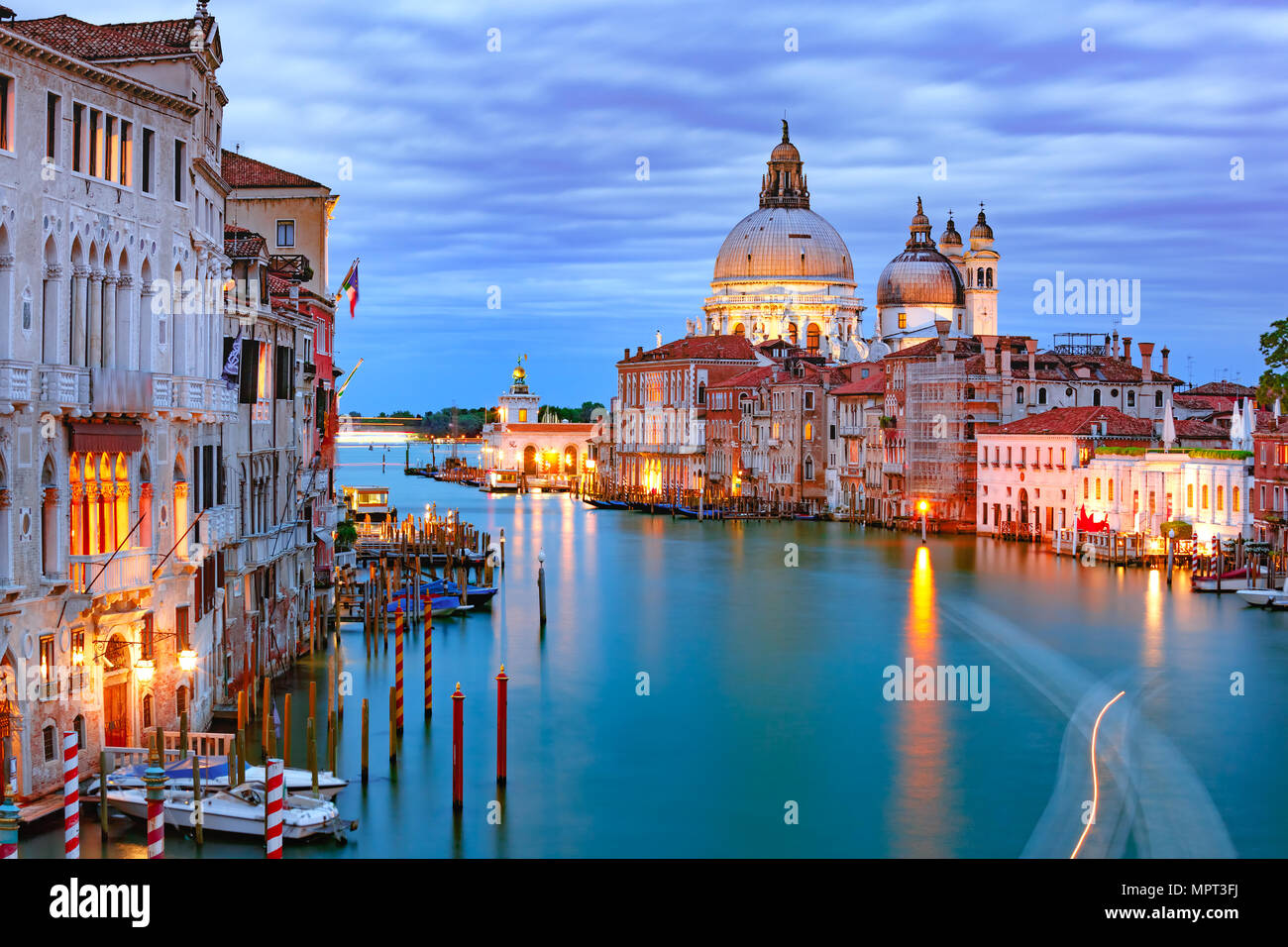 Grand canal de nuit à Venise, Italie Banque D'Images