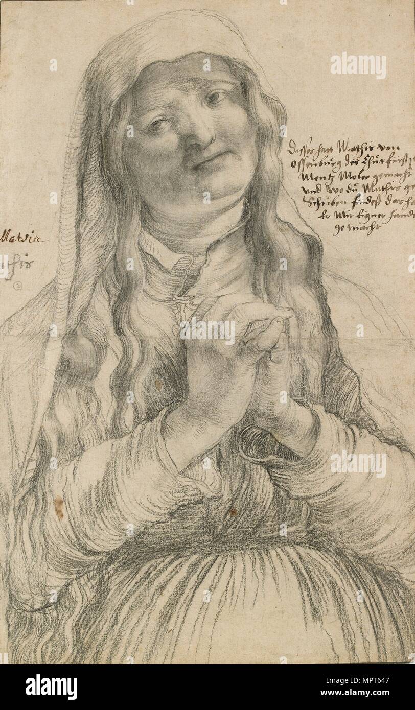 Une femme âgée avec les mains jointes, au début du 16e siècle. Artiste : Matthias Gruenewald. Banque D'Images