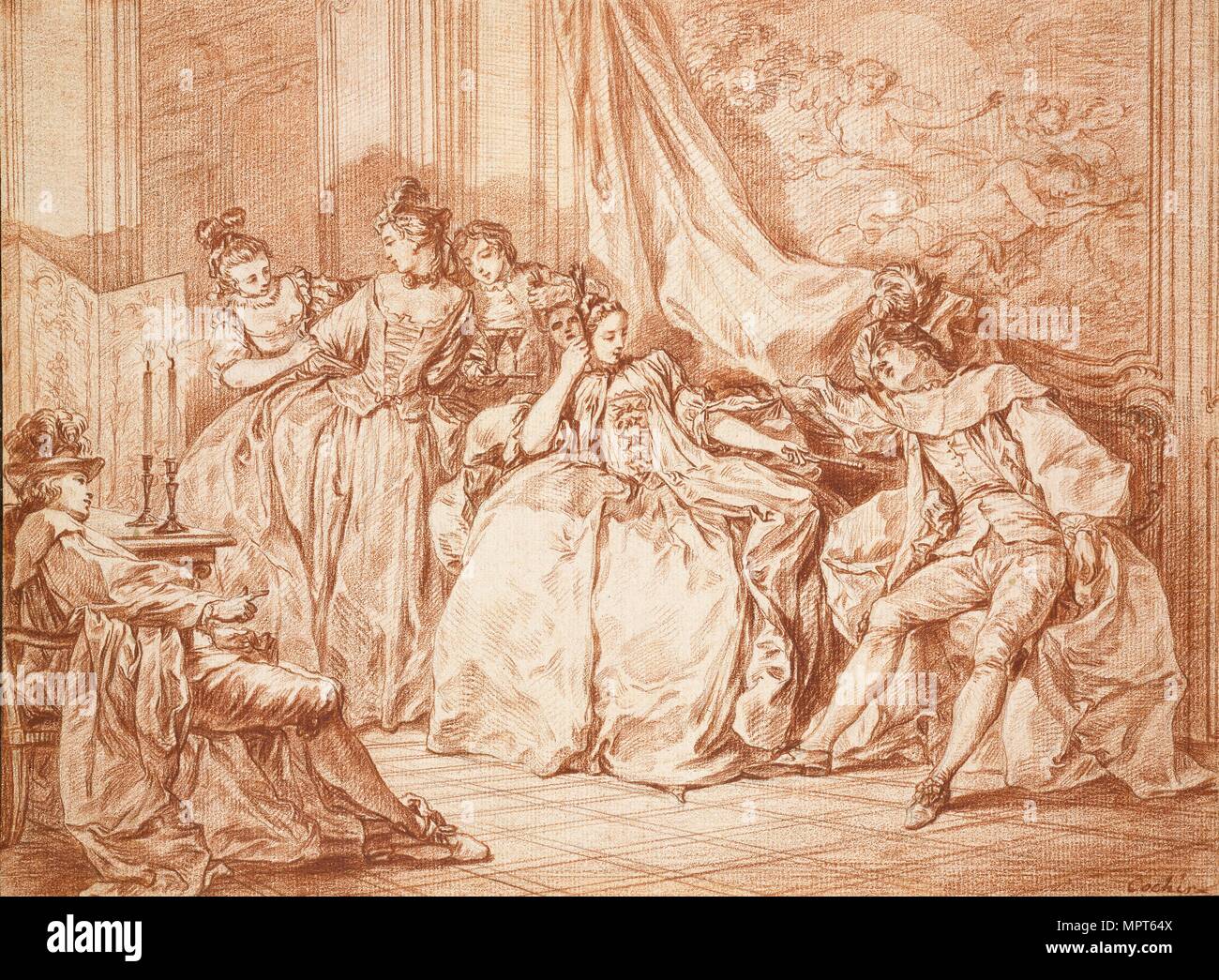 Partie de fêtards, 18e siècle. Artiste : Charles Nicolas Cochin. Banque D'Images Partie de fêtards, 18e siècle. Artiste : Charles Nicolas Cochin. Banque D'Images