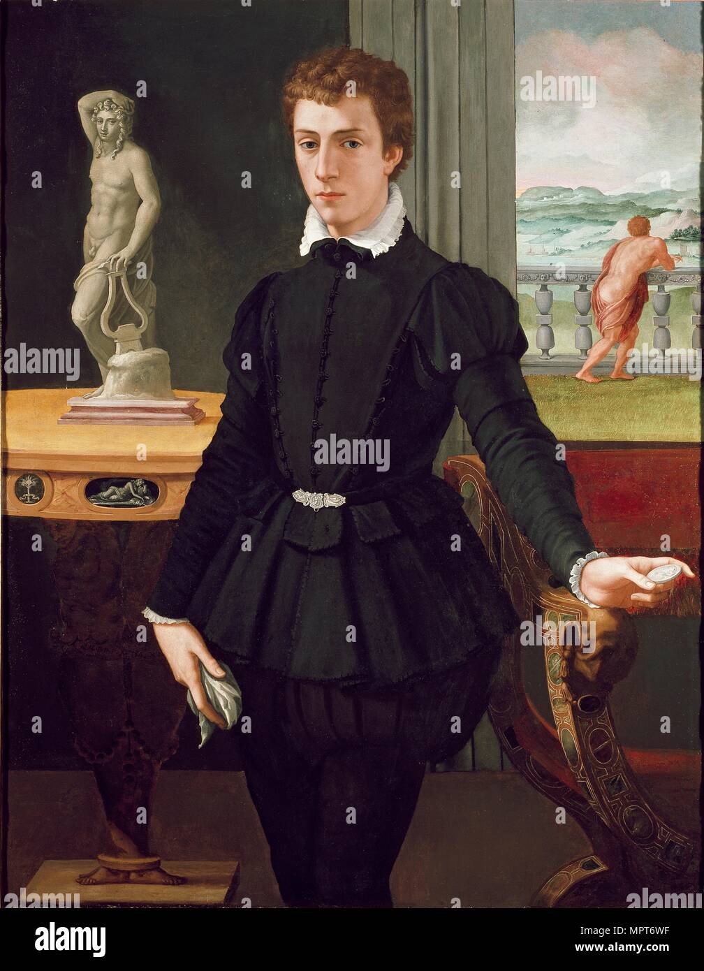 Portrait d'un jeune homme, post 1560. Artiste : Alessandro Allori. Banque D'Images