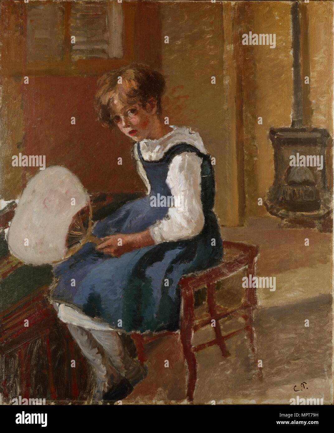 Jeanne tenant un ventilateur, c1873 (. Artiste : Camille Pissarro. Banque D'Images