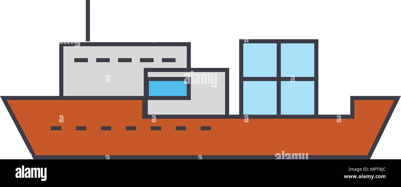L'icône de la ligne de navire, vector illustration. Télévision navire concept signe. Illustration de Vecteur