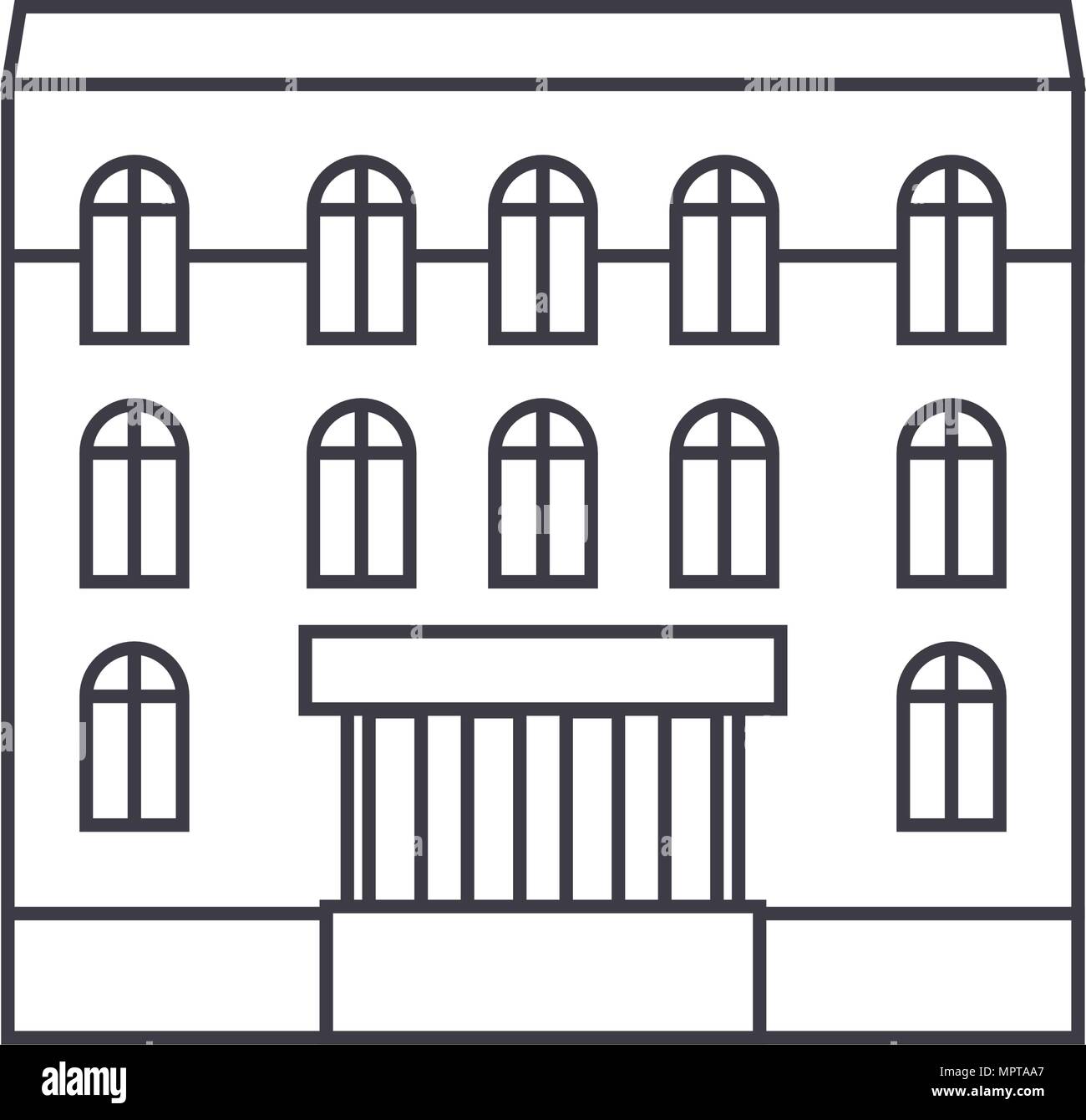 Maison d'habitation sur l'icône de la ligne mince concept. Maison d ...