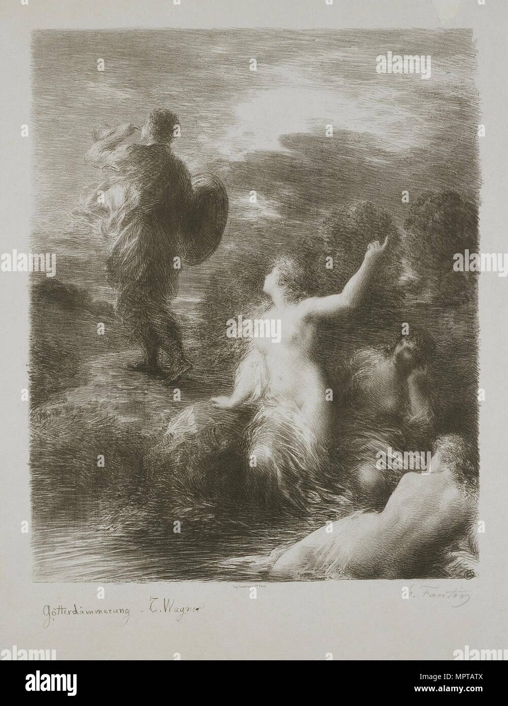 Le Crépuscule des dieux. Siegfried et les filles du Rhin. Banque D'Images