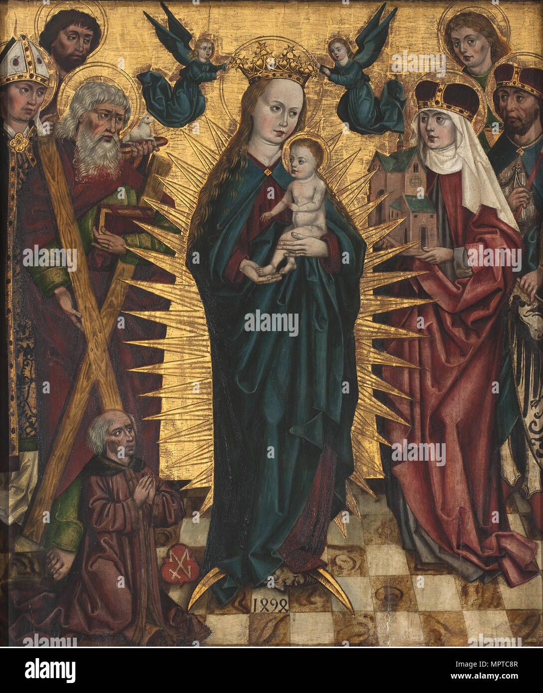 Vierge et enfant avec les Saints Andrew, Hedwige de Silésie, Jean le Baptiste, Jean l'Évangéliste, Stani Banque D'Images