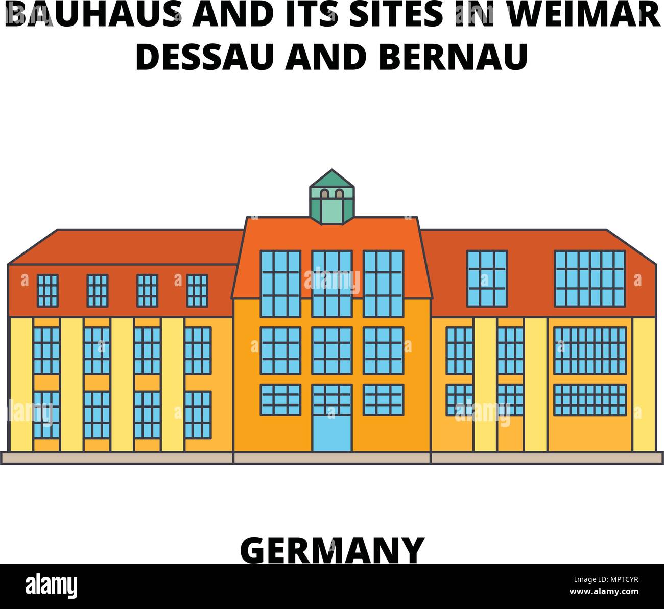 Le Bauhaus Dessau Allemagne unesco icône ligne concept. Le Bauhaus Dessau Allemagne télévision de l'unesco signe, symbole, vecteur illustration. Illustration de Vecteur