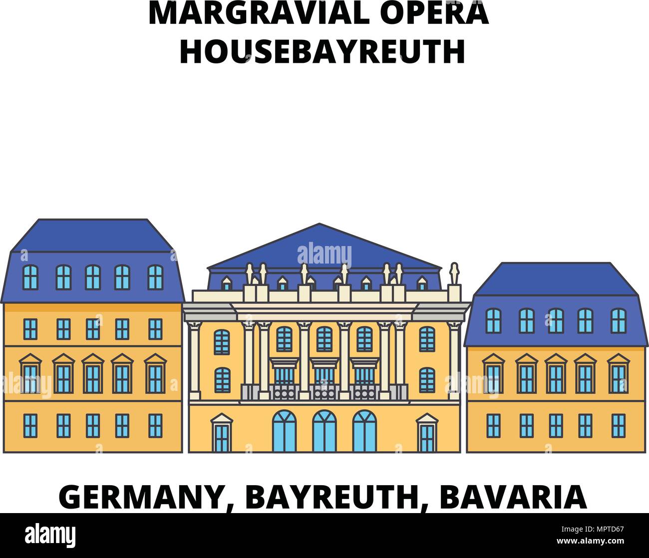 Allemagne, Bayreuth, en Bavière, Opéra Margravial Housebayreuth icône ligne concept. Allemagne, Bayreuth, en Bavière, Opéra Margravial Housebayreuth télévision vector signe, symbole, l'illustration. Illustration de Vecteur