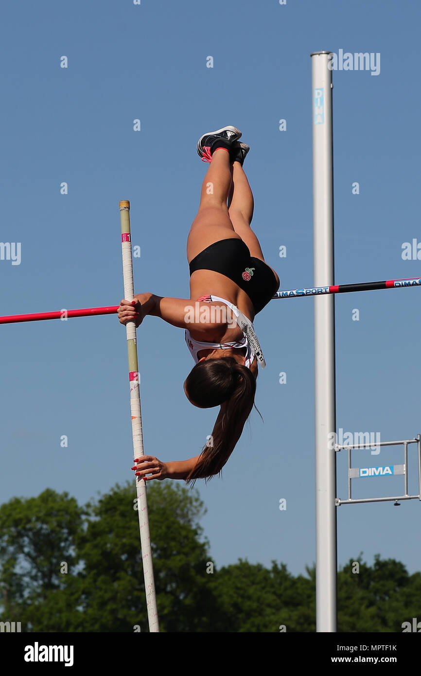 Hyeres, France, le 20 mai, 2018. Ive dans le jade concurrentes de la femme au cours de la Perche d'athlétisme internationale Loughborough LIA répondre annuel Banque D'Images