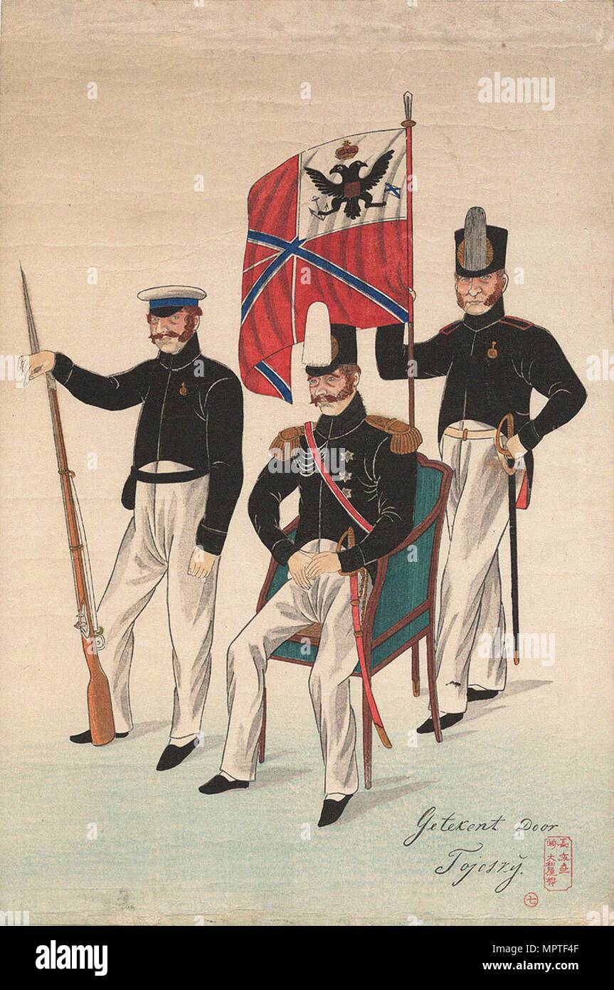 Le Vice-amiral Comte Yevfimy Putyatin à Nagasaki en 1853, ch. 1853. Banque D'Images