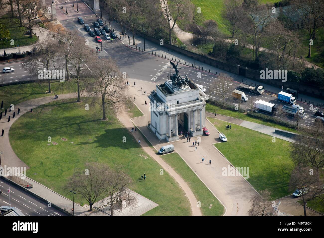 Wellington Arch, Constitution Hill, Westminster, London, c2015. Artiste : Damian Grady. Banque D'Images