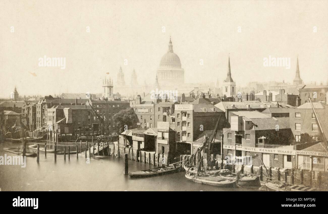 La Cathédrale St Paul de Southwark Bridge, ville de Londres, vers 1855-1859. Artiste : Alfred Rosling. Banque D'Images