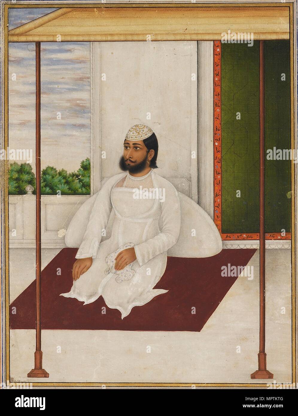 Homme dans un chapeau de crâne fleuri, 19e siècle. Artiste : Inconnu. Banque D'Images
