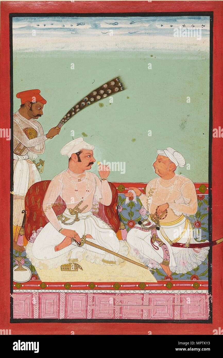 Maharao Ratan Singh avec courtisans, c1670. Artiste : Inconnu. Banque D'Images