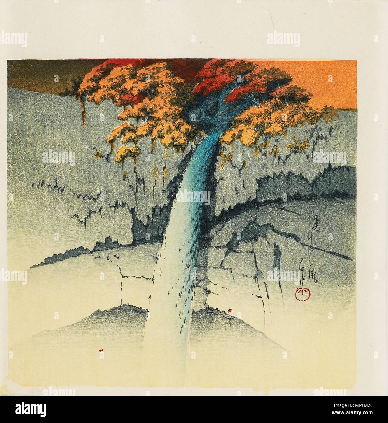 - Estampe 'chutes Kegon, Nikko', 1988. Kawase Hasui : artiste. Banque D'Images