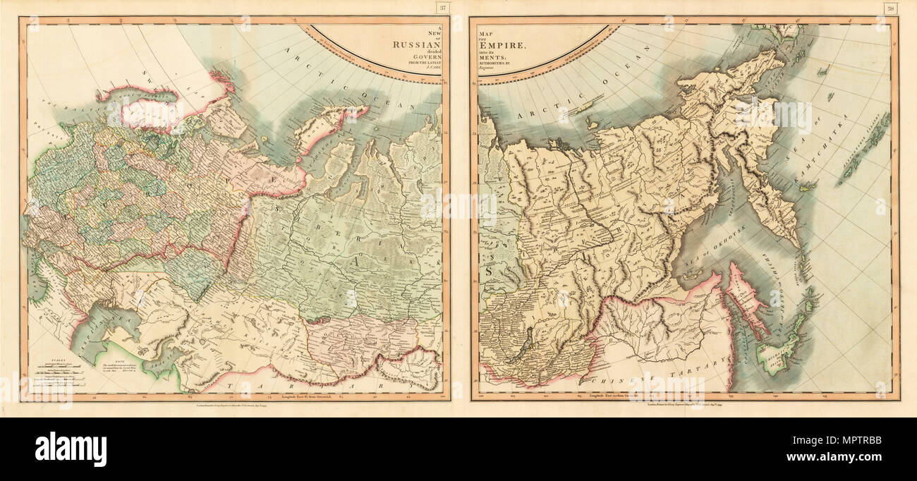 La carte de l'Empire russe divisée en ses gouvernements. Banque D'Images