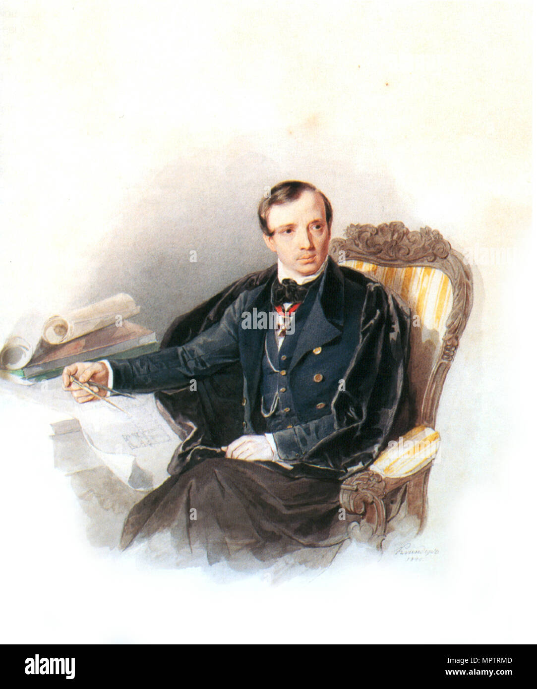 Portrait de l'artiste et architecte Alexander Madsen (1798-1877). Banque D'Images
