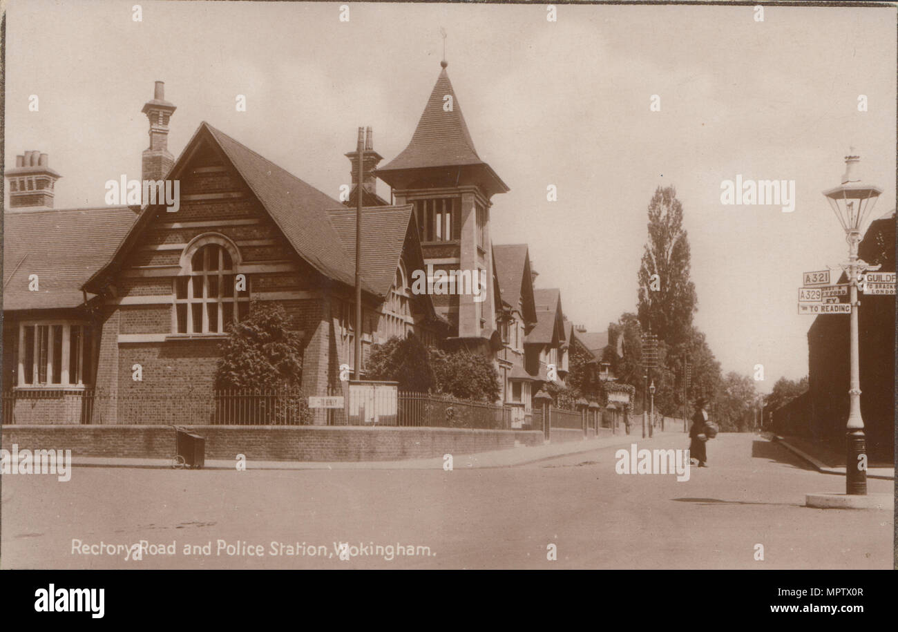 Vintage Photo de Rectory Road et de police, Wokingham Banque D'Images