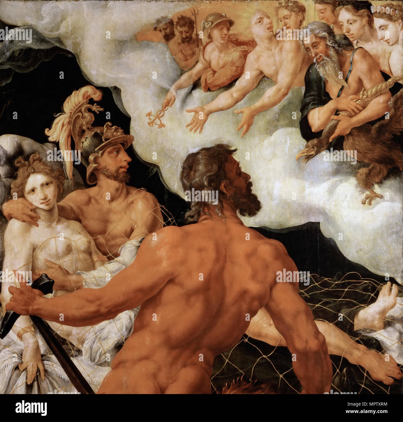 Mars et Vénus au piège dans Vulcan's net. Banque D'Images