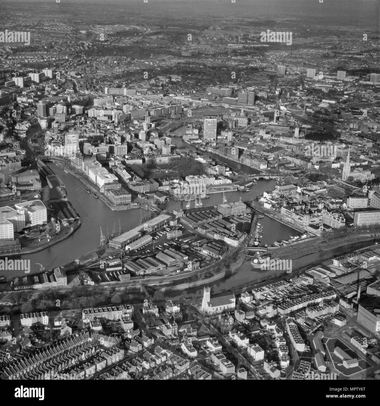 Queen Square et le port flottant, Bristol, 1971. Artiste : Aerofilms. Banque D'Images