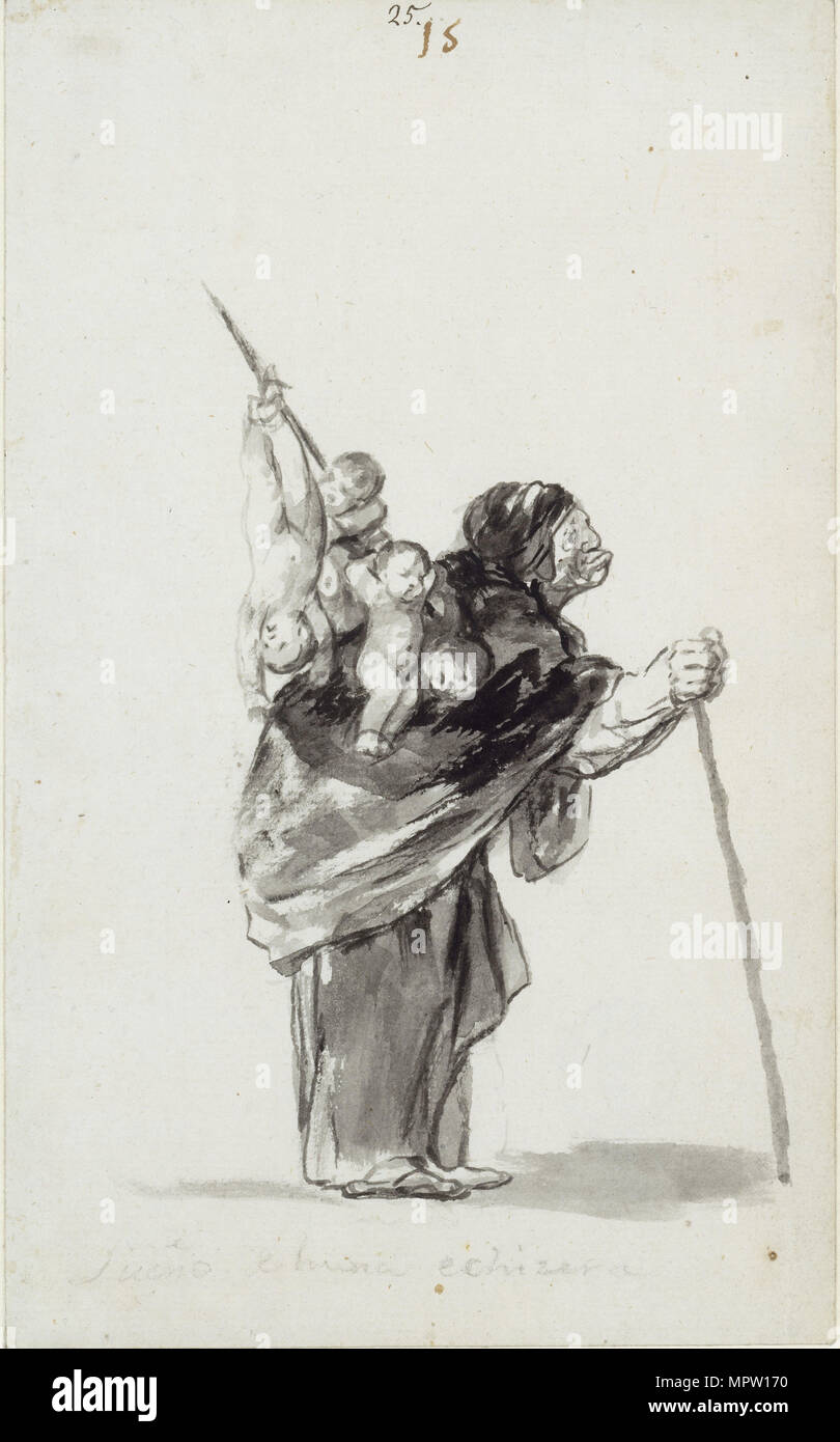 Rêve d'une bonne sorcière (Sueño de buena echizera). Album de sorcières et de vieilles femmes, ca 1820. Banque D'Images